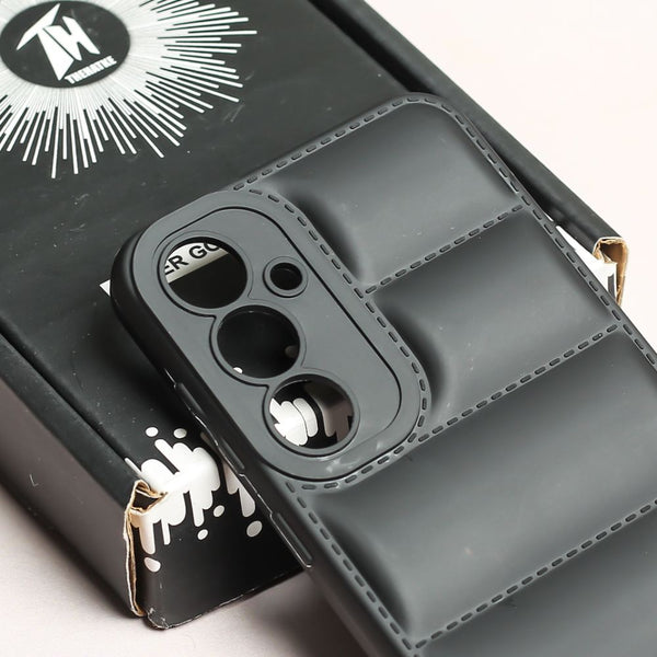 Black Puffon silicone case for Samsung A34 - The Hatke