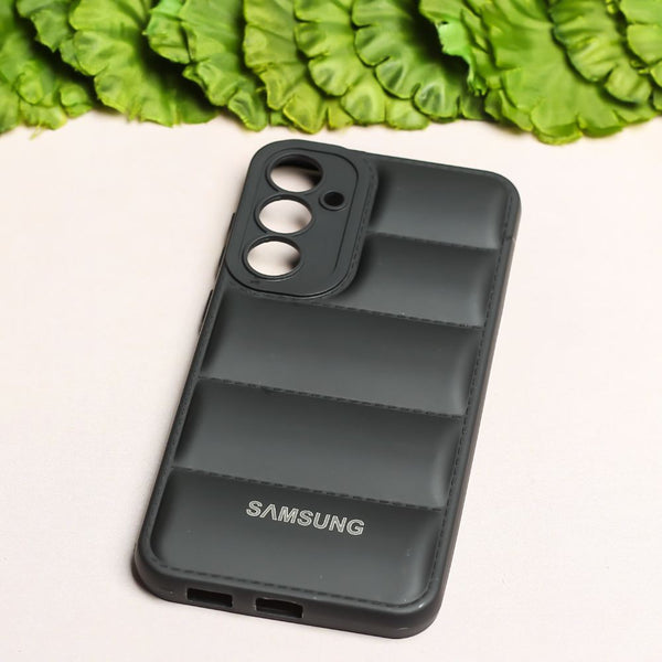 Black Puffon silicone case for Samsung A34 - The Hatke