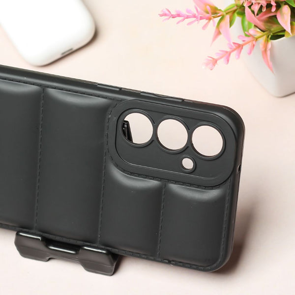 Black Puffon silicone case for Samsung A34 - The Hatke