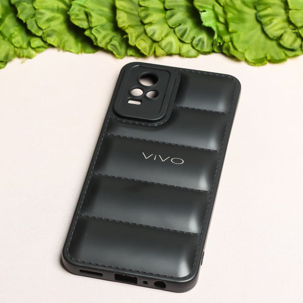 Black Puffon silicone case for Vivo V20 - The Hatke