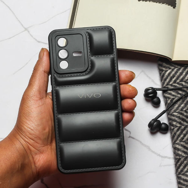 Black Puffon silicone case for Vivo V23 - The Hatke