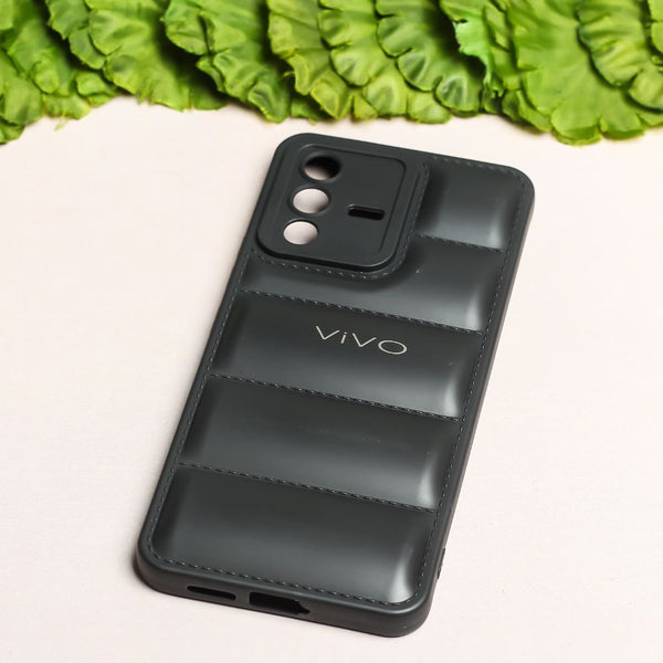 Black Puffon silicone case for Vivo V23 - The Hatke