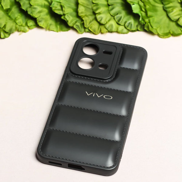 Black Puffon silicone case for Vivo V25 - The Hatke