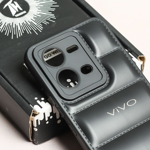 Black Puffon silicone case for Vivo V25 - The Hatke
