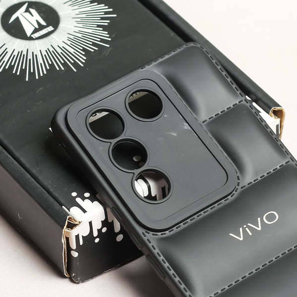 Black Puffon silicone case for Vivo V27 Pro 5G - The Hatke