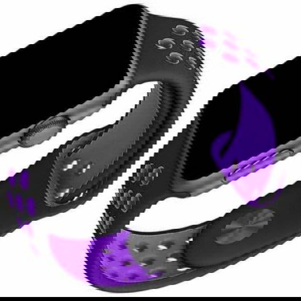 Black Purple Dotted Silicone Strap For Apple Iwatch (42mm/44mm) - The Hatke