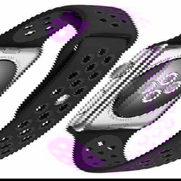 Black Purple Dotted Silicone Strap For Apple Iwatch (42mm/44mm) - The Hatke