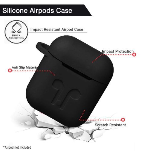 Black Silicone Case For Apple Airpods 1/2 - The Hatke