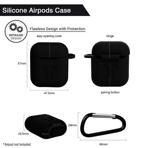 Black Silicone Case For Apple Airpods 1/2 - The Hatke