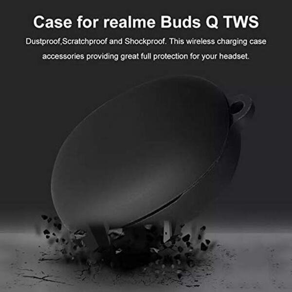 Black Silicone buds case for Realme Q - The Hatke