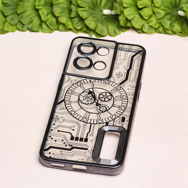 Black Watch Machine Logo Cut Transparent Case for Oppo Reno 8 - The Hatke
