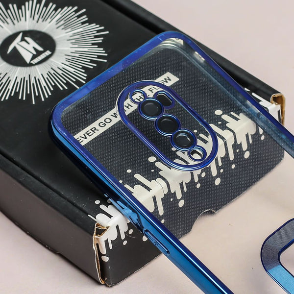 Blue 6D Chrome Logo Cut Transparent Case for Oppo Reno 2F - The Hatke