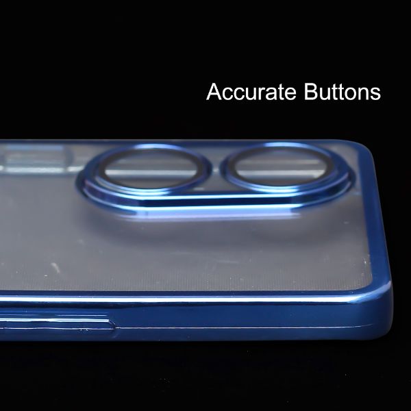 Blue 6D Chrome Logo Cut Transparent Case for Oppo Reno 8T - The Hatke