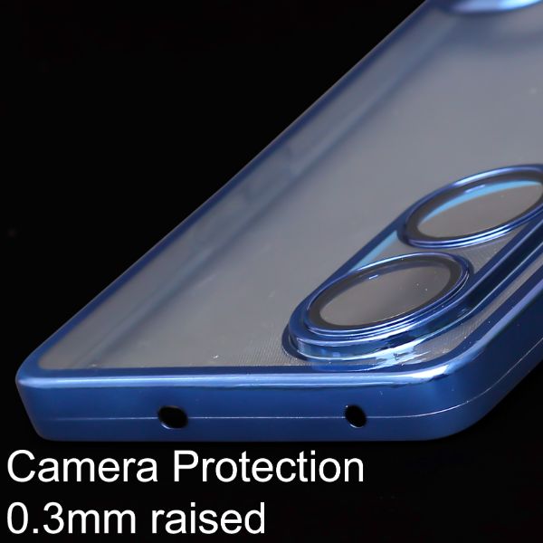 Blue 6D Chrome Logo Cut Transparent Case for Oppo Reno 8T - The Hatke