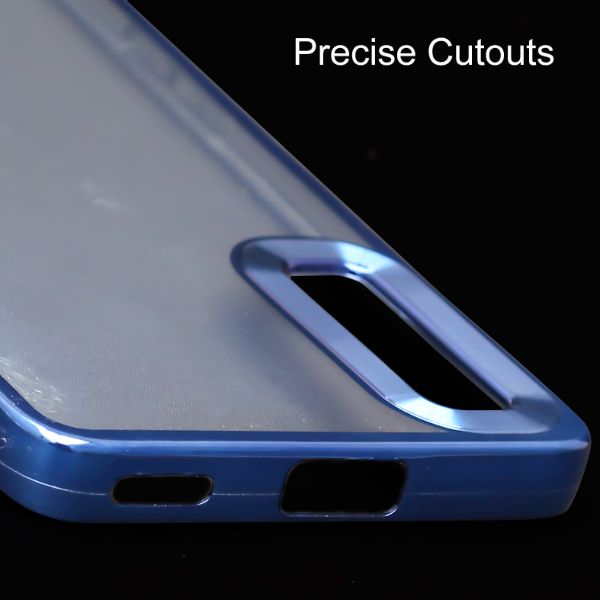 Blue 6D Chrome Logo Cut Transparent Case for Oppo Reno 8T - The Hatke