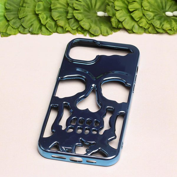 Blue Hollow Skull Design Silicone case for Apple iphone 13 - The Hatke