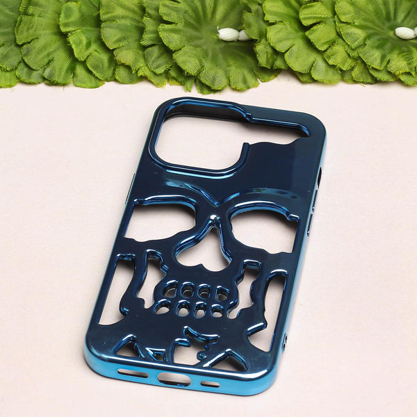 Blue Hollow Skull Design Silicone case for Apple iphone 15 Pro Max - The Hatke