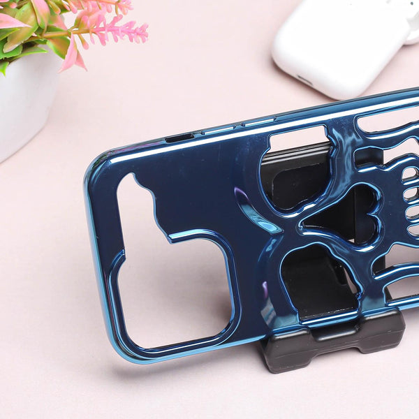 Blue Hollow Skull Design Silicone case for Apple iphone 15 Pro Max - The Hatke