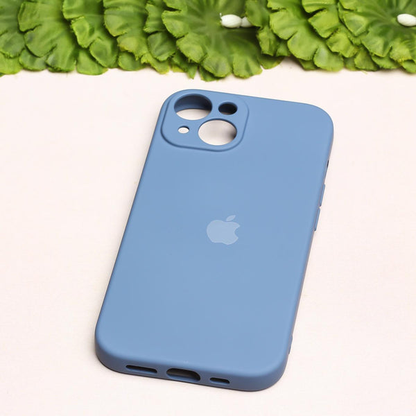 Blue Original Camera Safe Silicone case for Apple iphone 13 - The Hatke