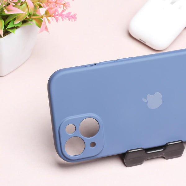 Blue Original Camera Safe Silicone case for Apple iphone 13 - The Hatke