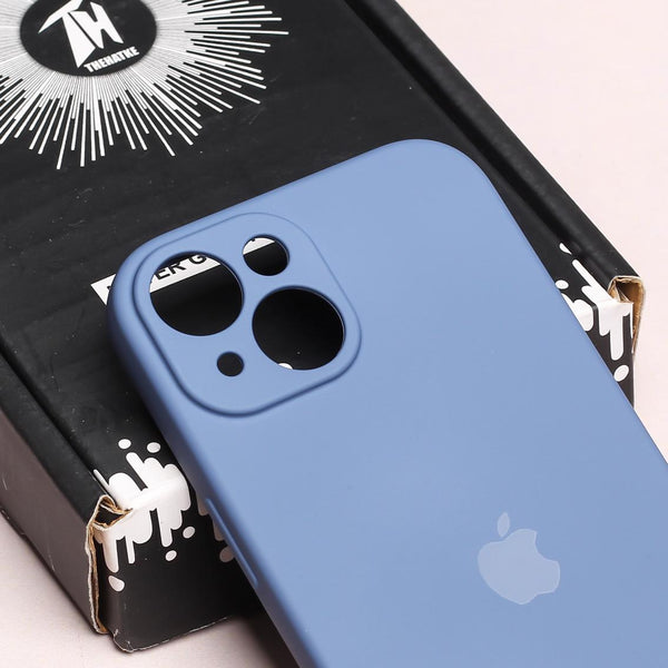 Blue Original Camera Safe Silicone case for Apple iphone 13 - The Hatke