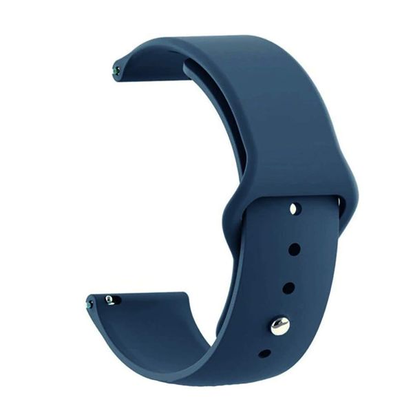 Blue Plain Silicone Strap For Smart Watch (22mm) - The Hatke
