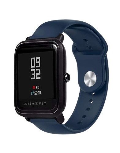 Blue Plain Silicone Strap For Smart Watch (22mm) - The Hatke