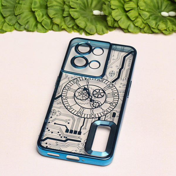 Blue Watch Machine Logo Cut Transparent Case for Oppo Reno 8 - The Hatke
