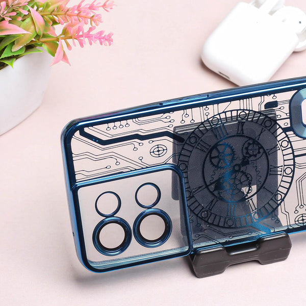 Blue Watch Machine Logo Cut Transparent Case for Oppo Reno 8 - The Hatke