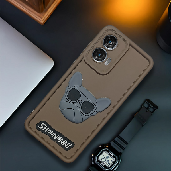Dark Brown SHOUNENN BULLDOG Silicone case for Motorola G34