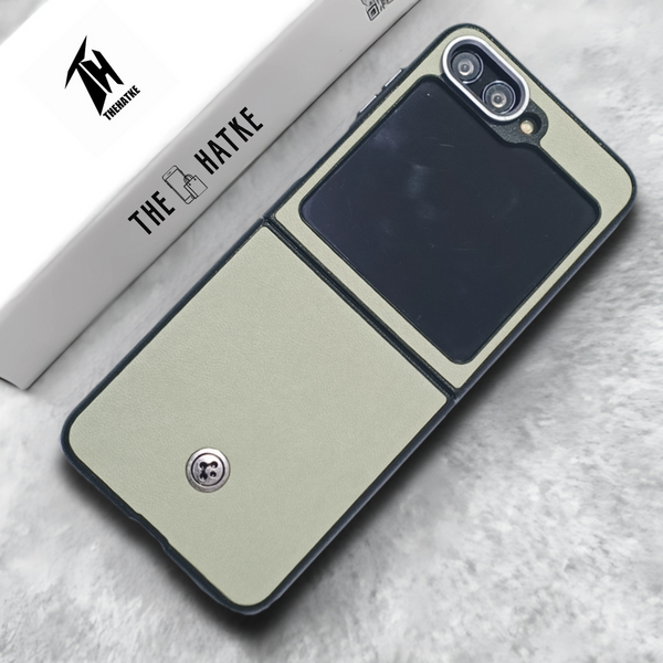 Off White Classy Leather Case for Samsung Galaxy Z FLIP 6