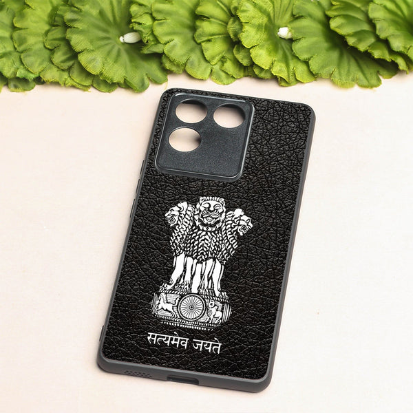 Black Satyamev Jayate metal back case for Vivo T2 Pro