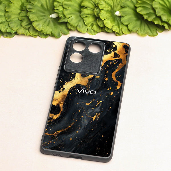 Black Gold Blaze  metal back case for Vivo T2 Pro