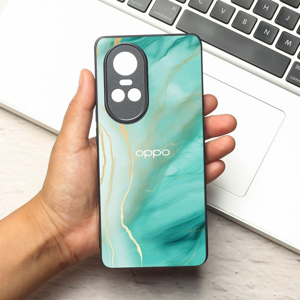 Green Luxe Marble metal back case for Oppo Reno 10 Pro