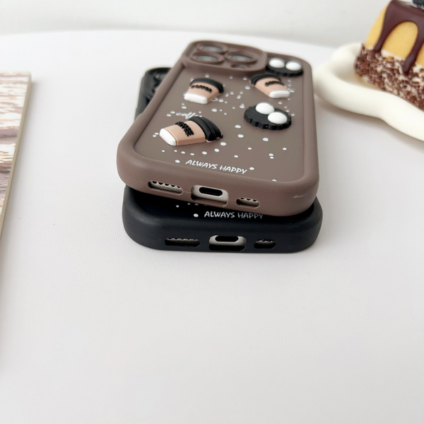 Black COFFEE (ALWAYS HAPPY) Silicone case for Apple iphone 16 Pro