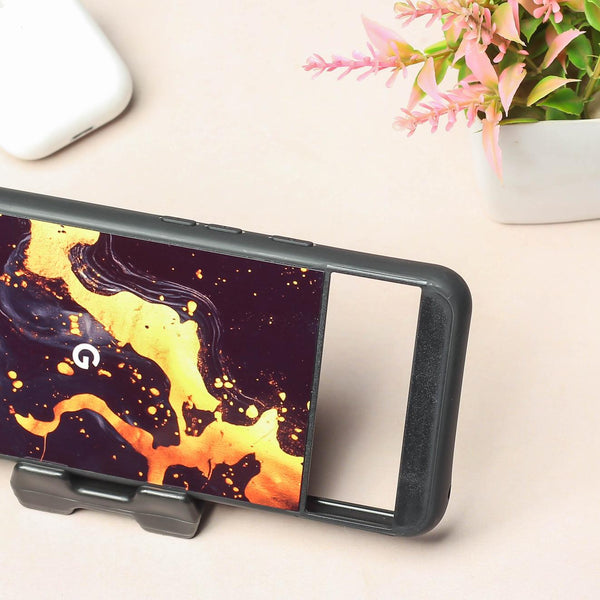 Black Gold Blaze metal back case for Google Pixel 8A