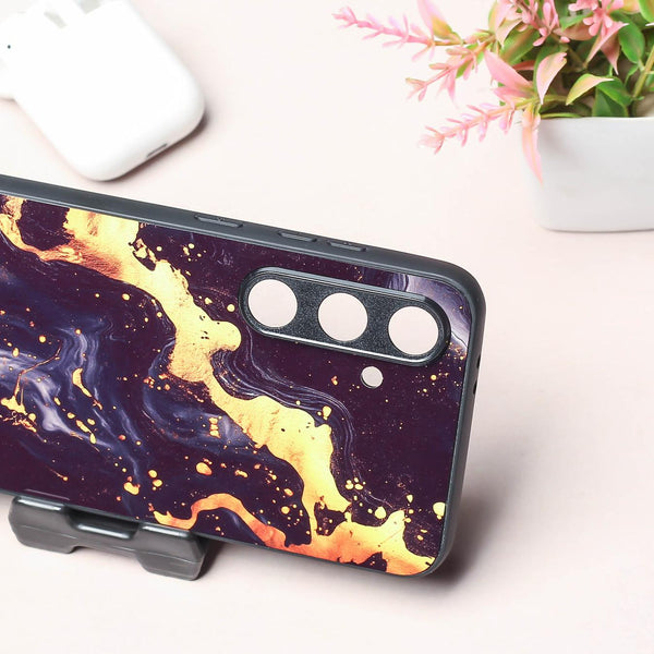 Black Gold Blaze metal back case for Samsung S23 FE