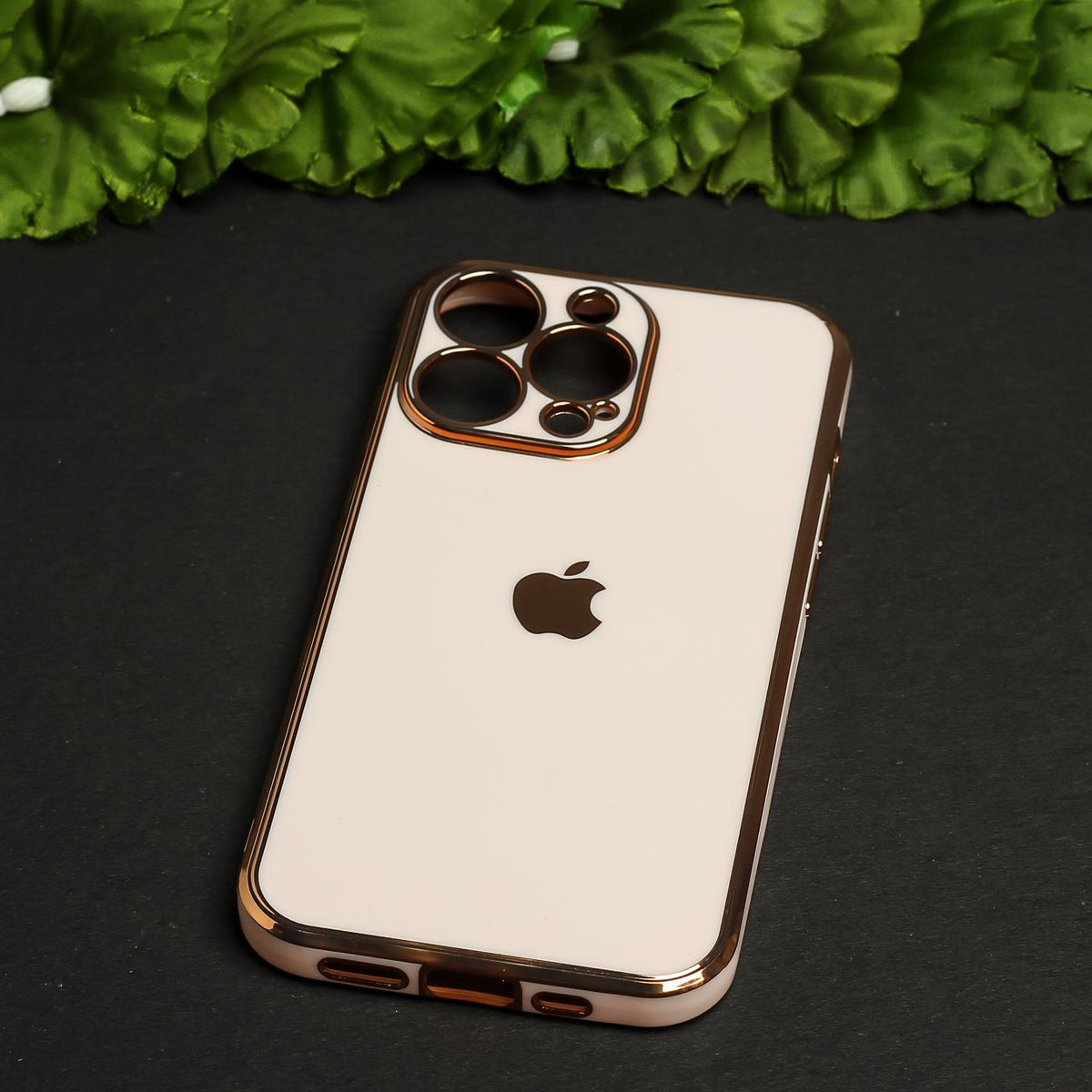 Golden Border Silicone Case for Apple iphone 13 pro The Hatke