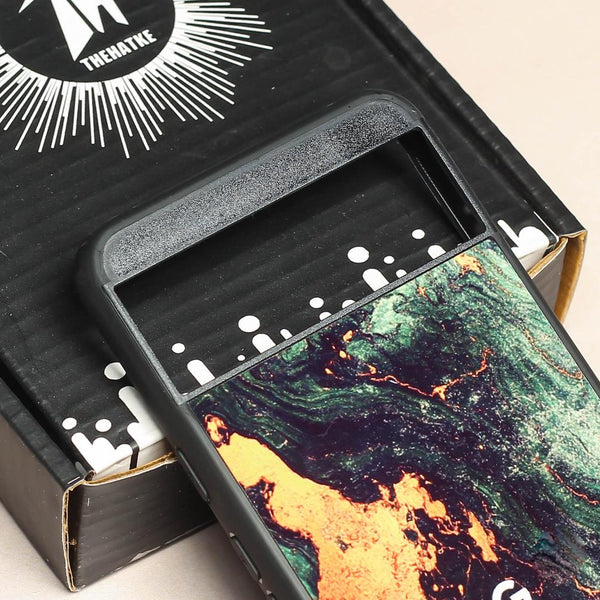 Green Golden elegance marble metal back case for Google Pixel 8A