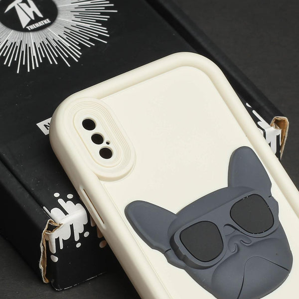 Cream SHOUNENN BLACK BULLDOG  Silicone case for Apple iphone X/Xs