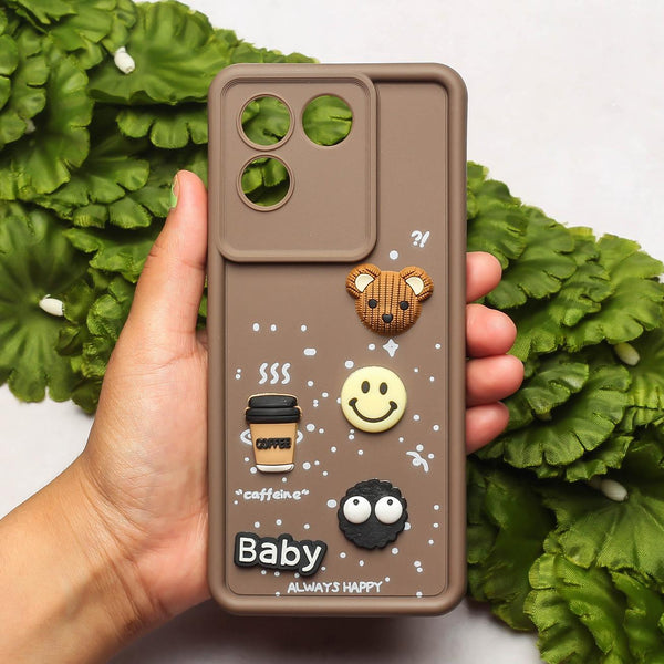 Brown COFFEE (ALWAYS HAPPY) Silicone case for Vivo T2 Pro
