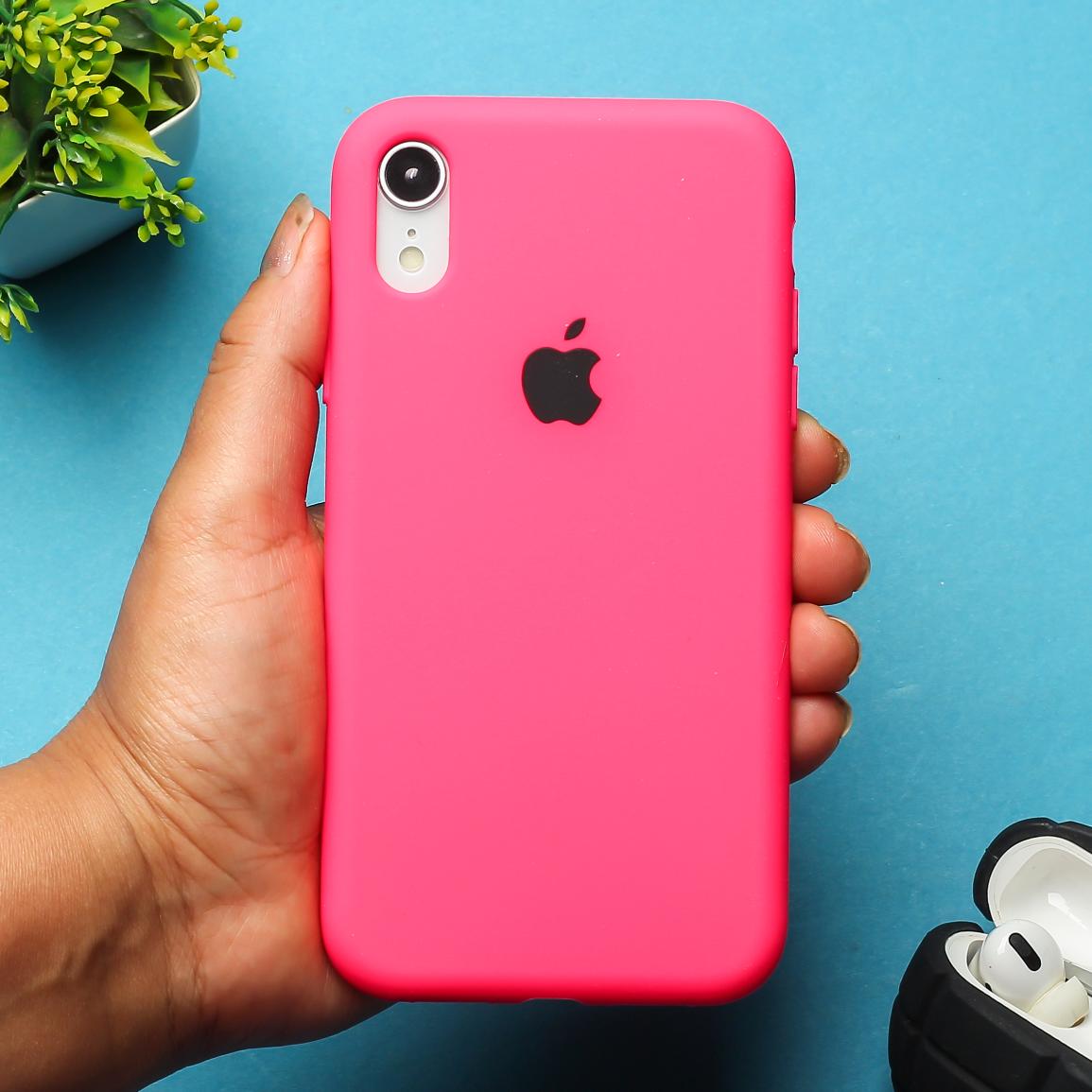 Pink Apple Phone Case For Xr Hot Pink Original Silicone Case For