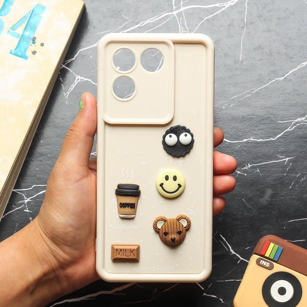 Cream COFFEE (ALWAYS HAPPY) Silicone case for Vivo T2 Pro