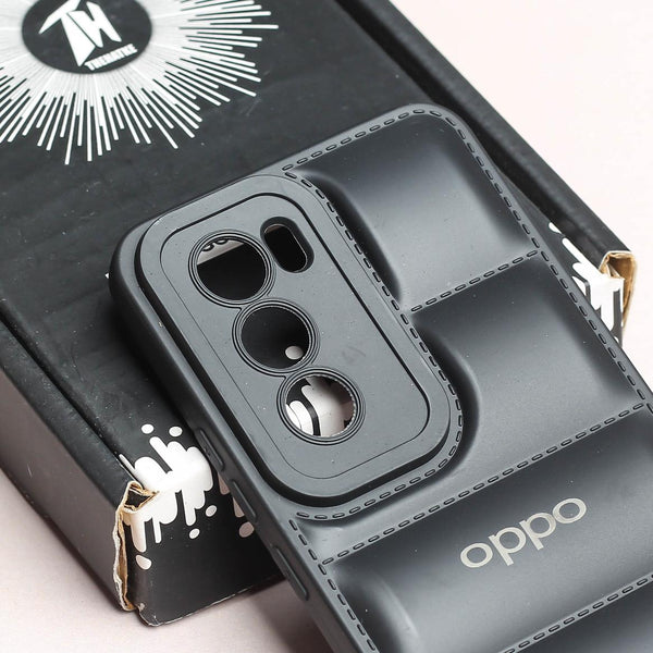 Black Puffon Silicon Case for Oppo Reno 12 Pro