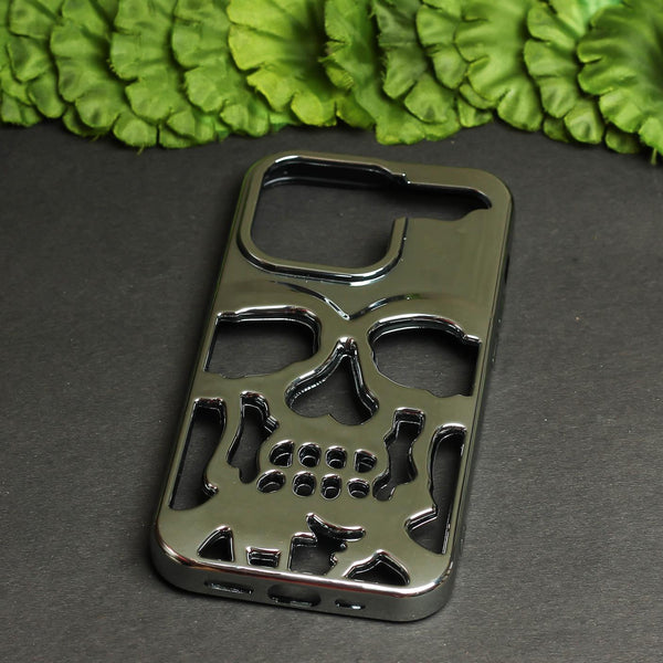 Silver Hollow Skull Design Silicone case for Apple iphone 16 Pro
