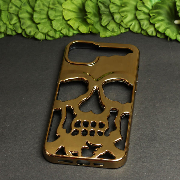 Golden Hollow Skull Design Silicone case for Apple iphone 16 Pro