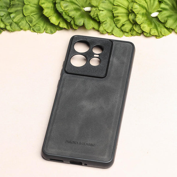 Black Classic Leather Case for Motorola Edge 50 Pro