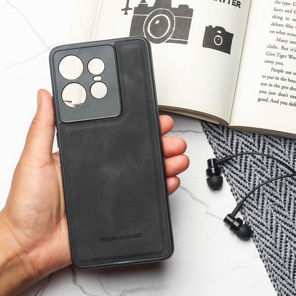 Black Classic Leather Case for Motorola Edge 50 Pro