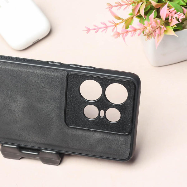 Black Classic Leather Case for Motorola Edge 50 Pro