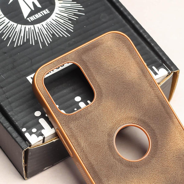 Brown Classic Leather Case for Apple Iphone 13